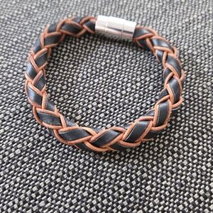 Two-Tone Braided Bracelet with Silver Clasp